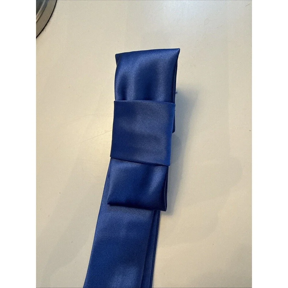 ROYAL BLUE SATIN BELT unbranded Blue Bow Silky Formal Belt